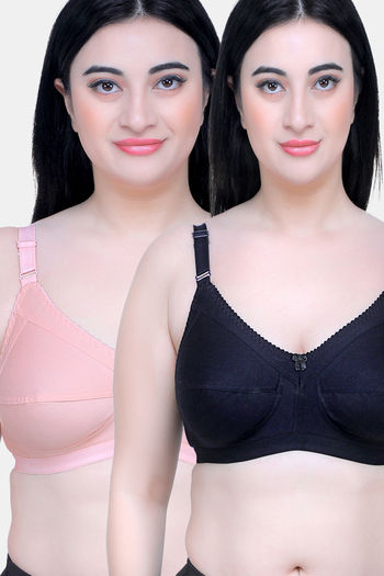 Buy Maroon Clothing Single Layered Non Wired Full Coverage Minimiser Bra (Pack of 2) - Multicolor